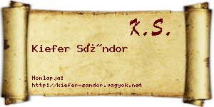 Kiefer Sándor névjegykártya